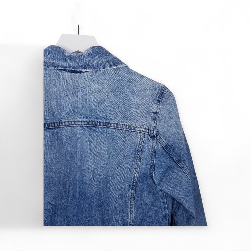 DIVIDED by H&M Denim Jacket Button Front Blue Jean Raw Hem - Size Small - Picture 4 of 7